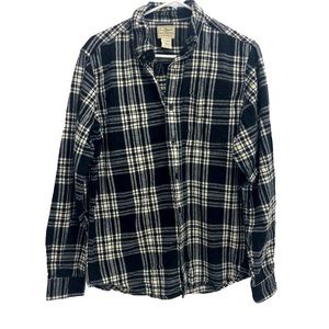 L.L. Bean Traditional Fit Black & White 100% Cotton Plaid Size Small Regular